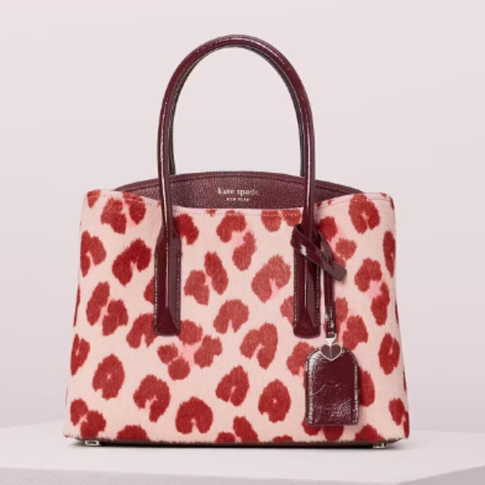 Fall Kate Spade Women's Margaux Haircalf Medium Satchel Bag/ Animal Print Purse